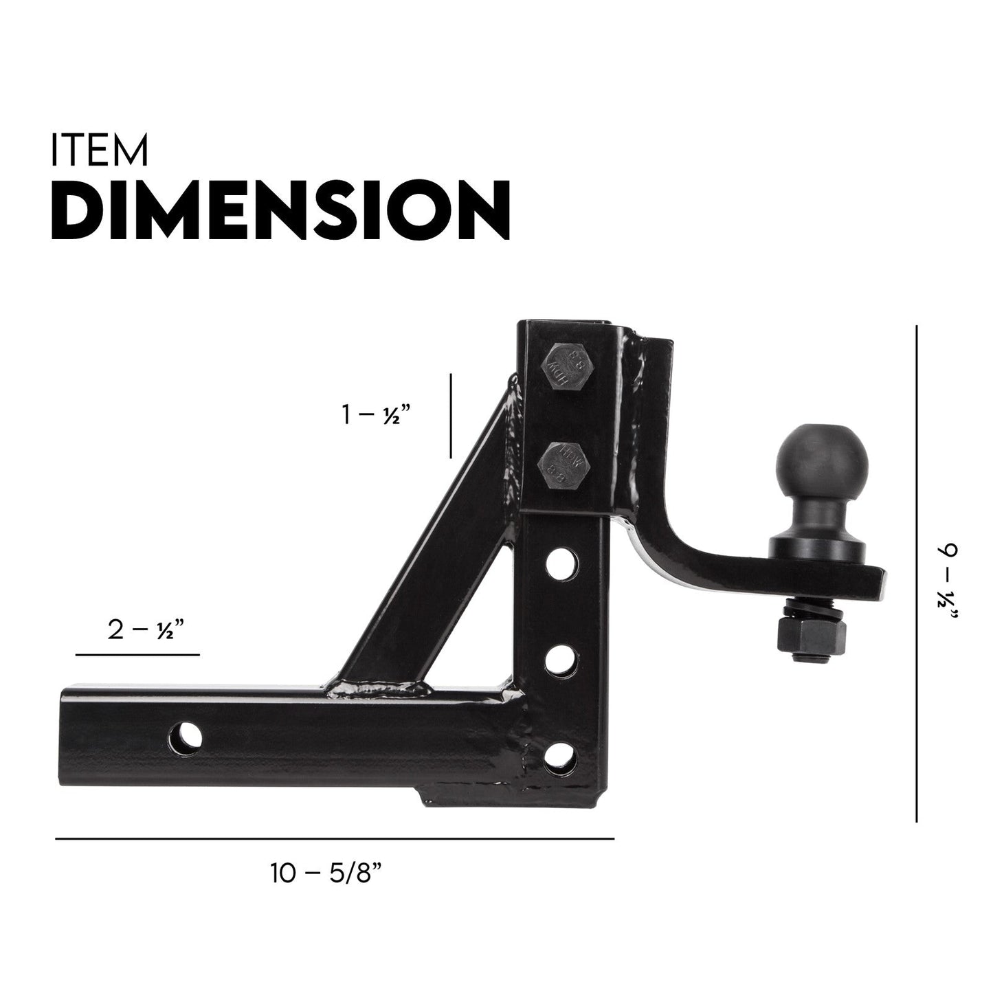 Fiernero 3500KG 16-Position Adjustable Tow Hitch Towbar for 2" Receiver w/ Pin Lock