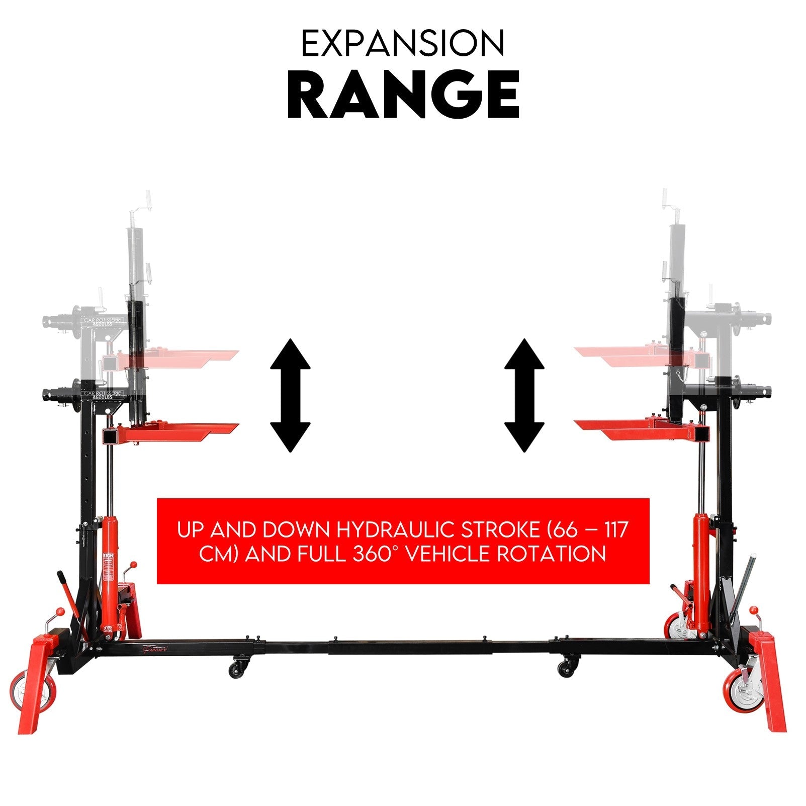 Fiernero 2000KG Car Rotisserie Heavy Duty Hydraulic | 360° Rotation Adjustable Length