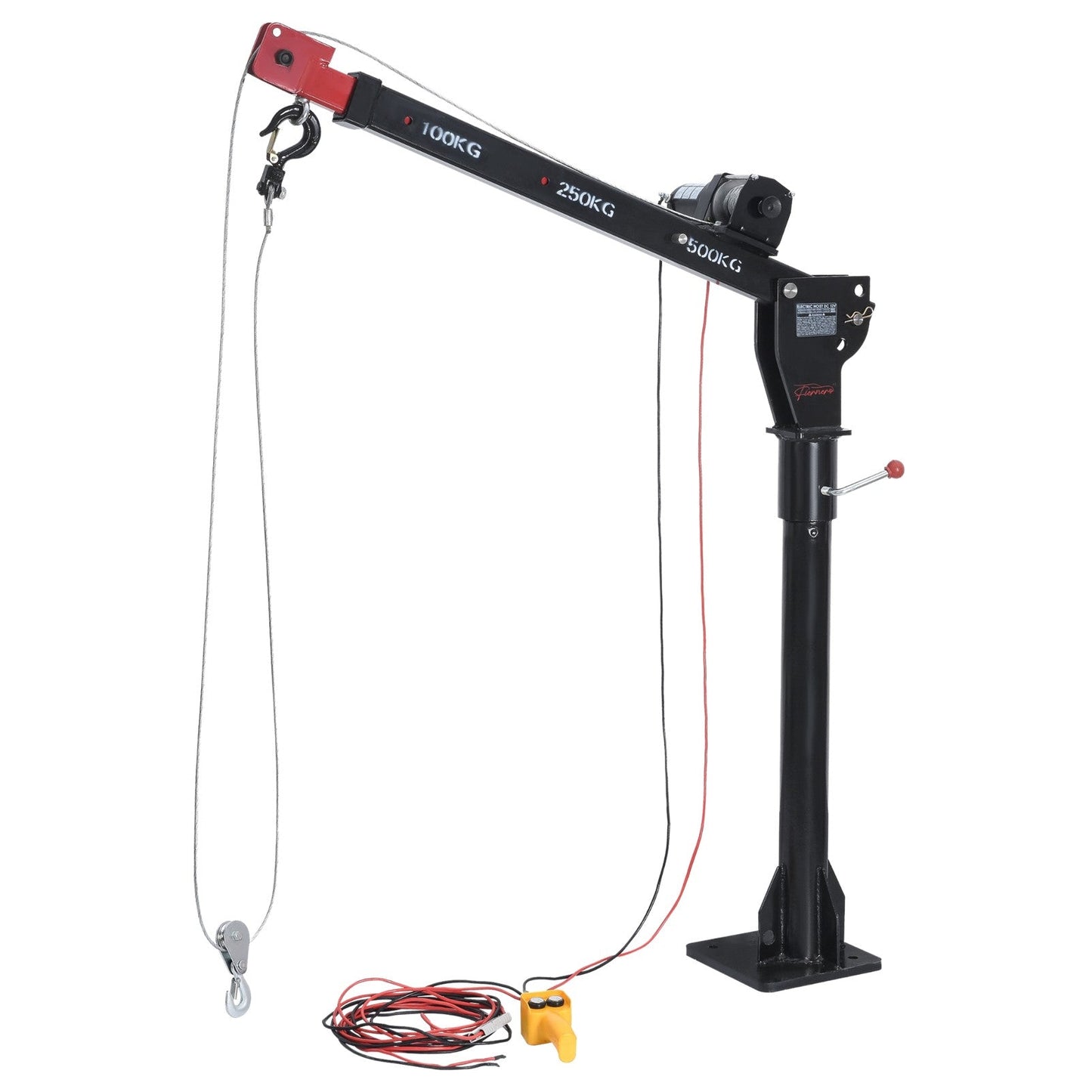 Fiernero 800 kg Electric Crane Hoist Winch | 12V DC, Swivel Lift Arm, & Remote Control