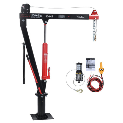 Fiernero 900 KG Electric Swivel Hydraulic Crane | 360° Rotation & 12V Electric Winch for Utes