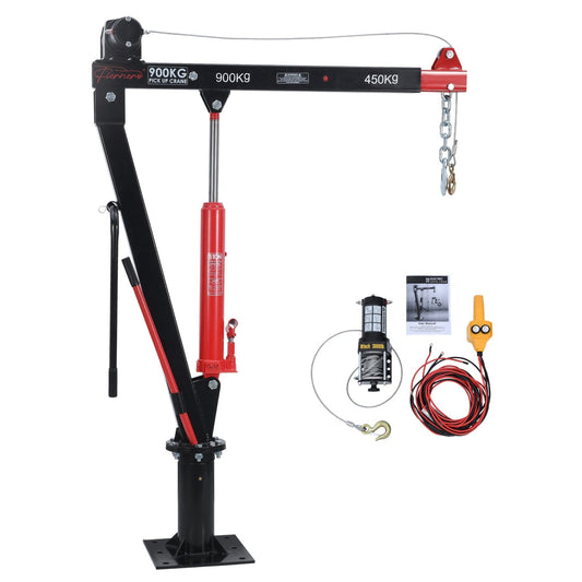Fiernero 900 KG Electric Swivel Hydraulic Crane | 360° Rotation & 12V Electric Winch for Utes