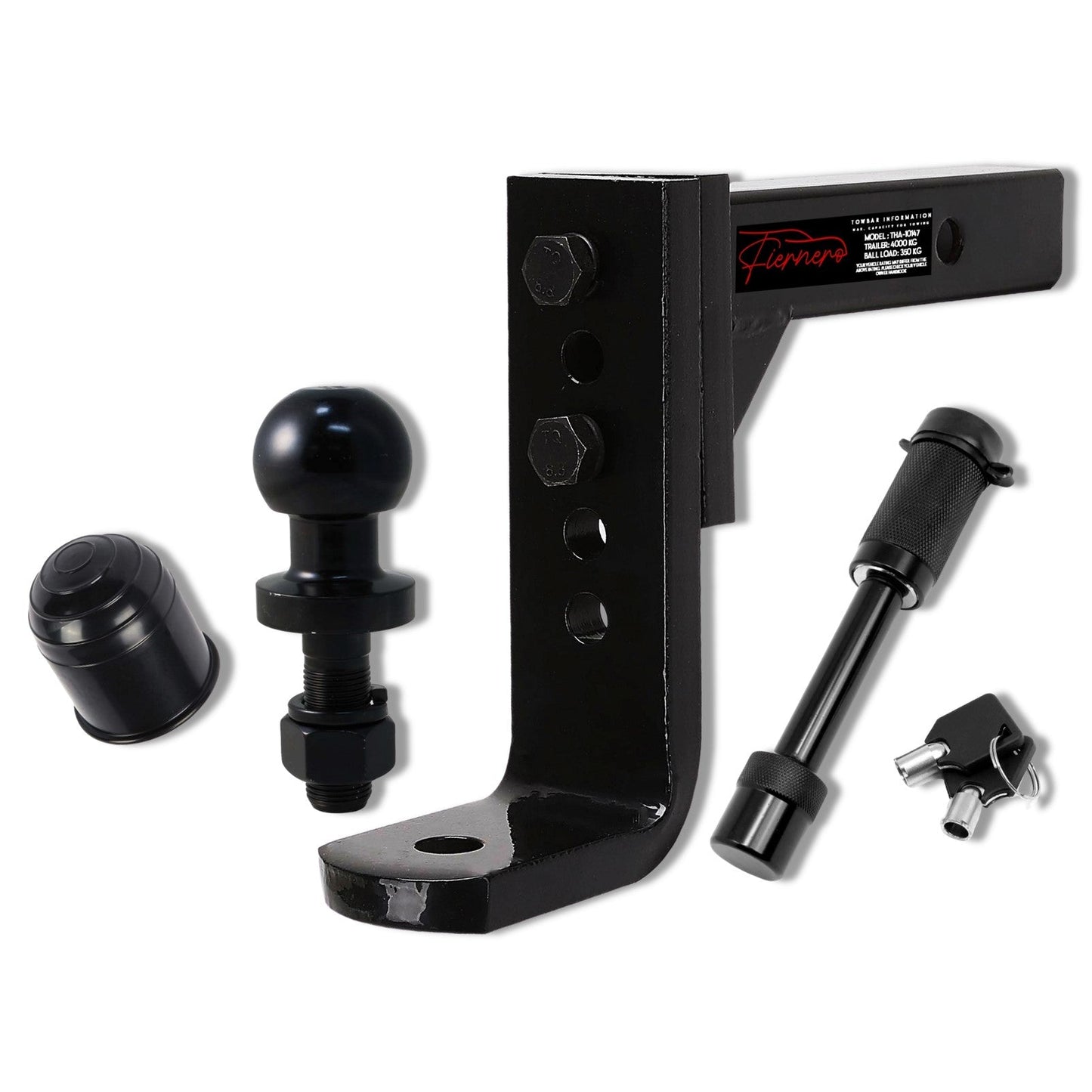Fiernero 4000KG Adjustable Tow Bar Hitch | 5-Hole Towbar Reversible Mount with Black Ball