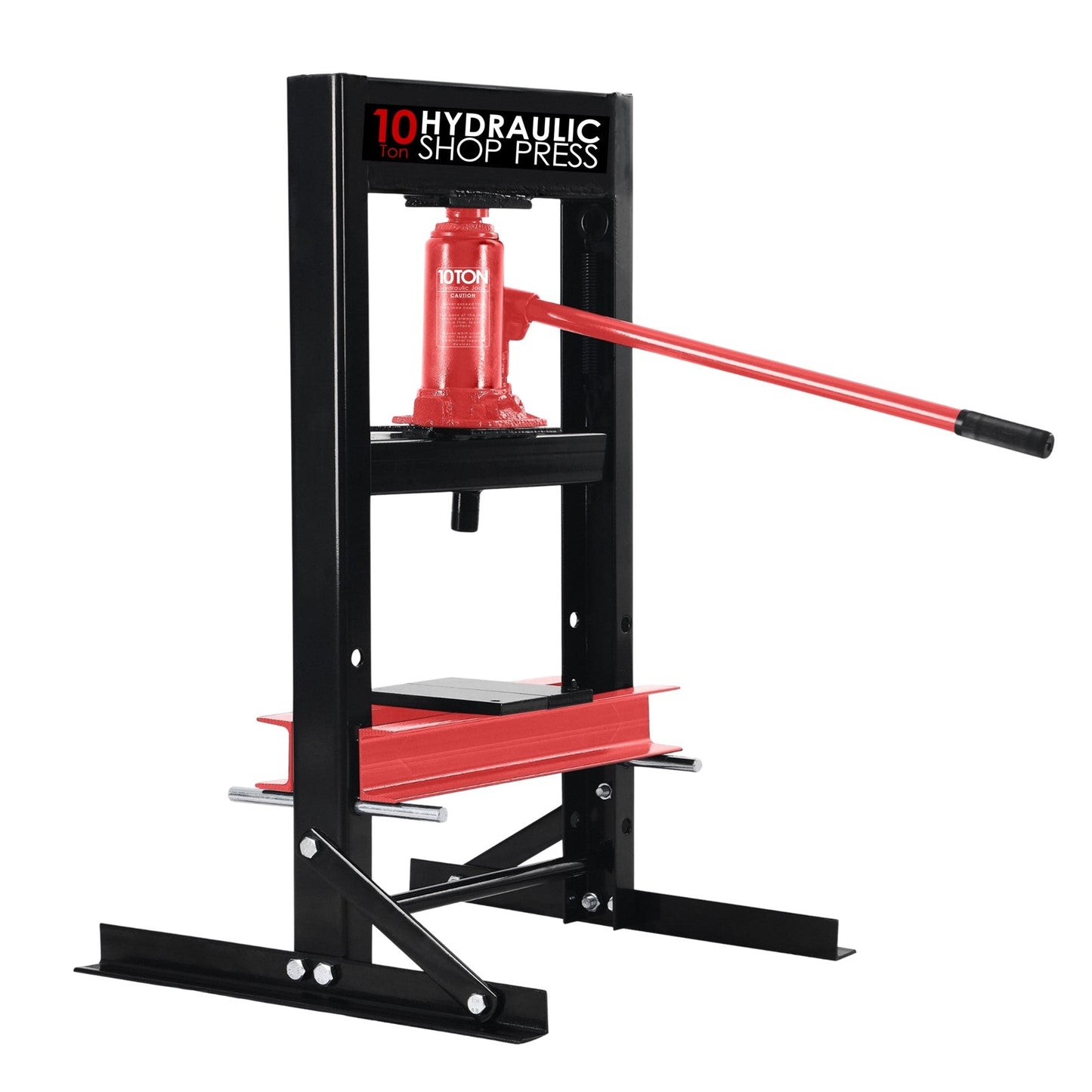 Fiernero 10 Ton Hydraulic Shop Press | H-Frame 4-Position Adjustable Table 125 mm Ram Stroke