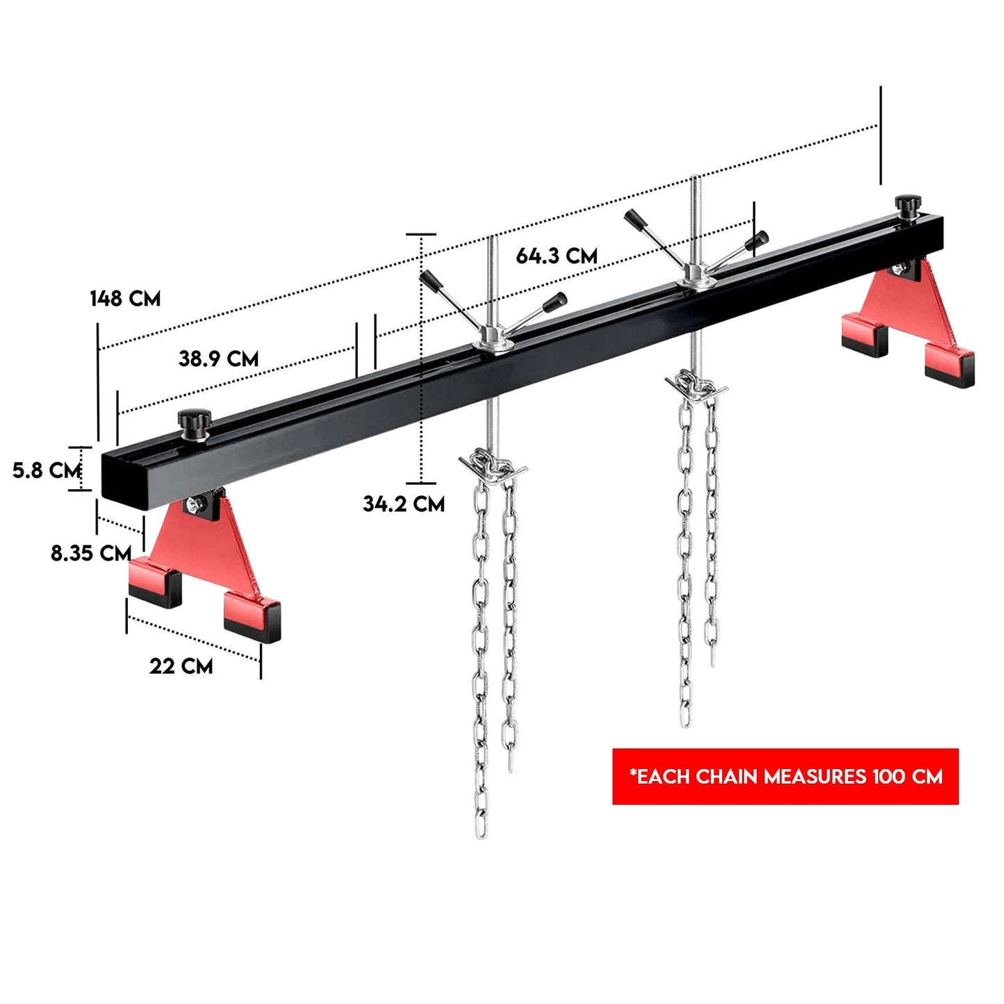 Fiernero Engine Support Beam 500KG (1100 lbs) | Coated Steel 730-1480mm Adjustable Range