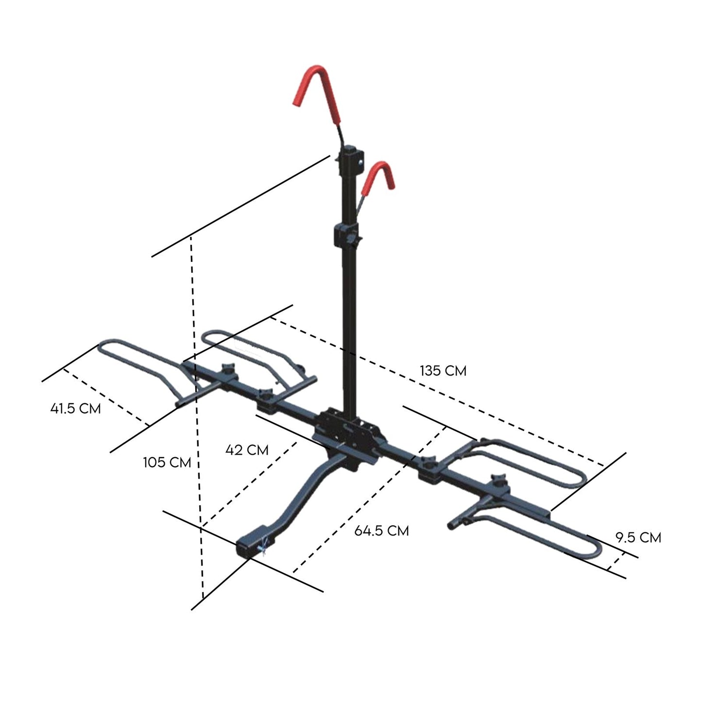 Fiernero 45KG E-Bike Rack with Folding Design | 2-Inch Hitch Fits 20-29" Wheels & Fat Tires