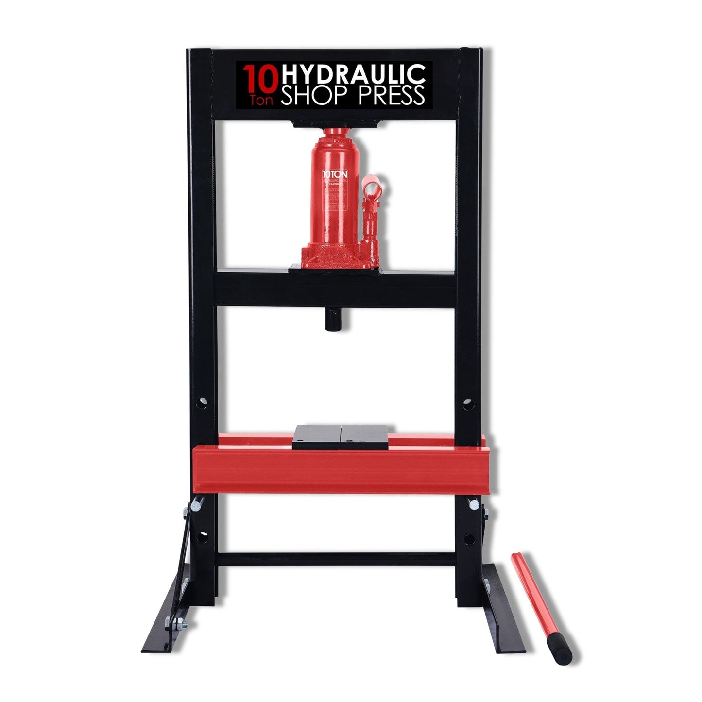 Fiernero 10 Ton Hydraulic Shop Press | H-Frame 4-Position Adjustable Table 125 mm Ram Stroke