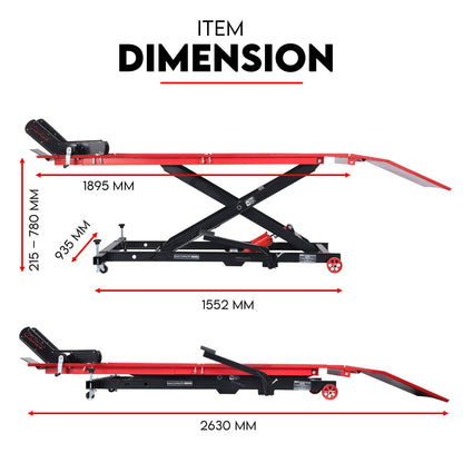 Fiernero 500 kg Hydraulic Motorcycle Lift Table | 1.9m Deck & Foot-Pump Operation