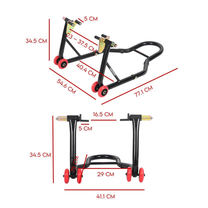 Fiernero Motorcycle Paddock Stand Kit Front & Rear | 600 kg Capacity, Dual Adjustable Adapters