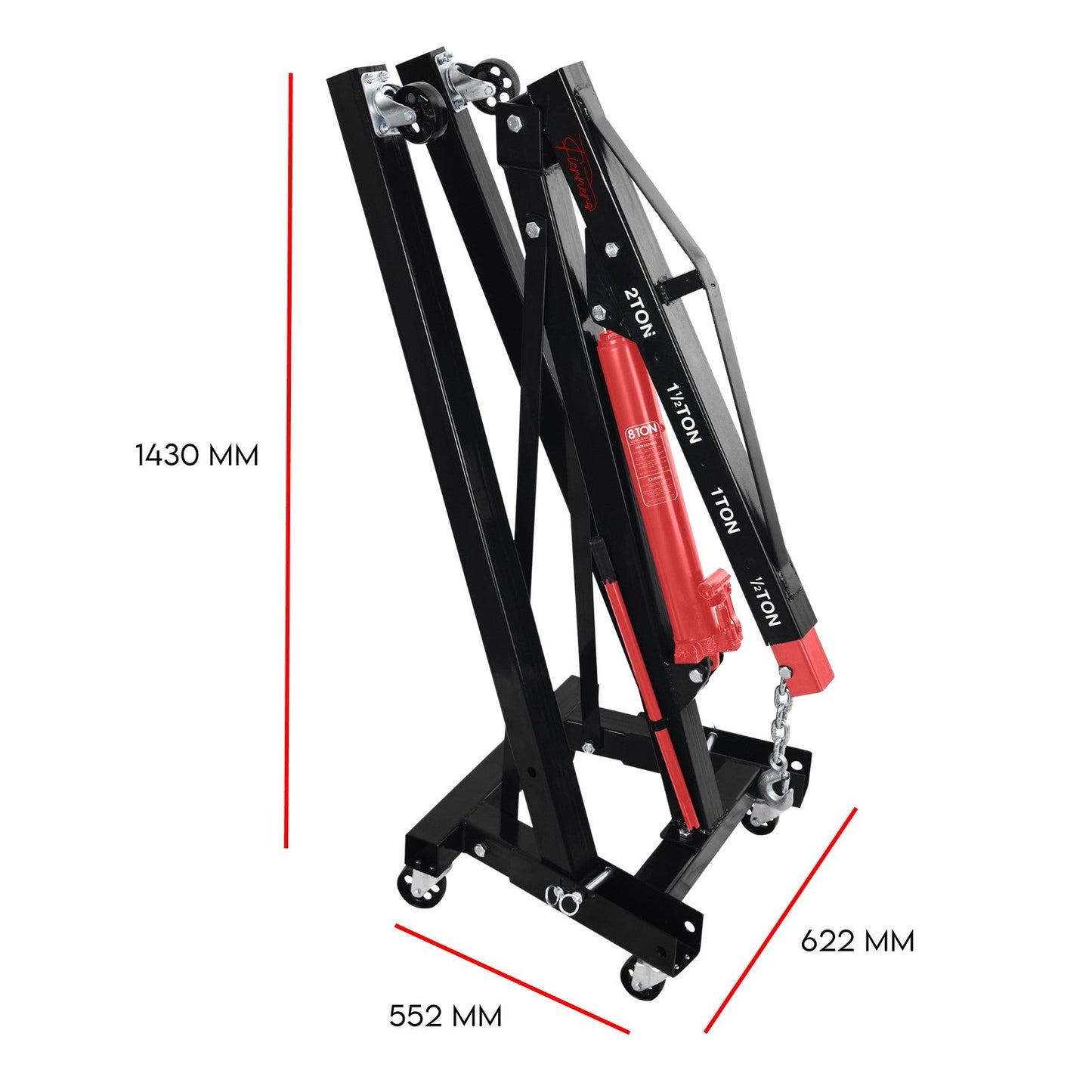 Fiernero  2000 KG Heavy-Duty Folding Engine Crane 2 Ton Hoist | 4-Position Telescopic Boom