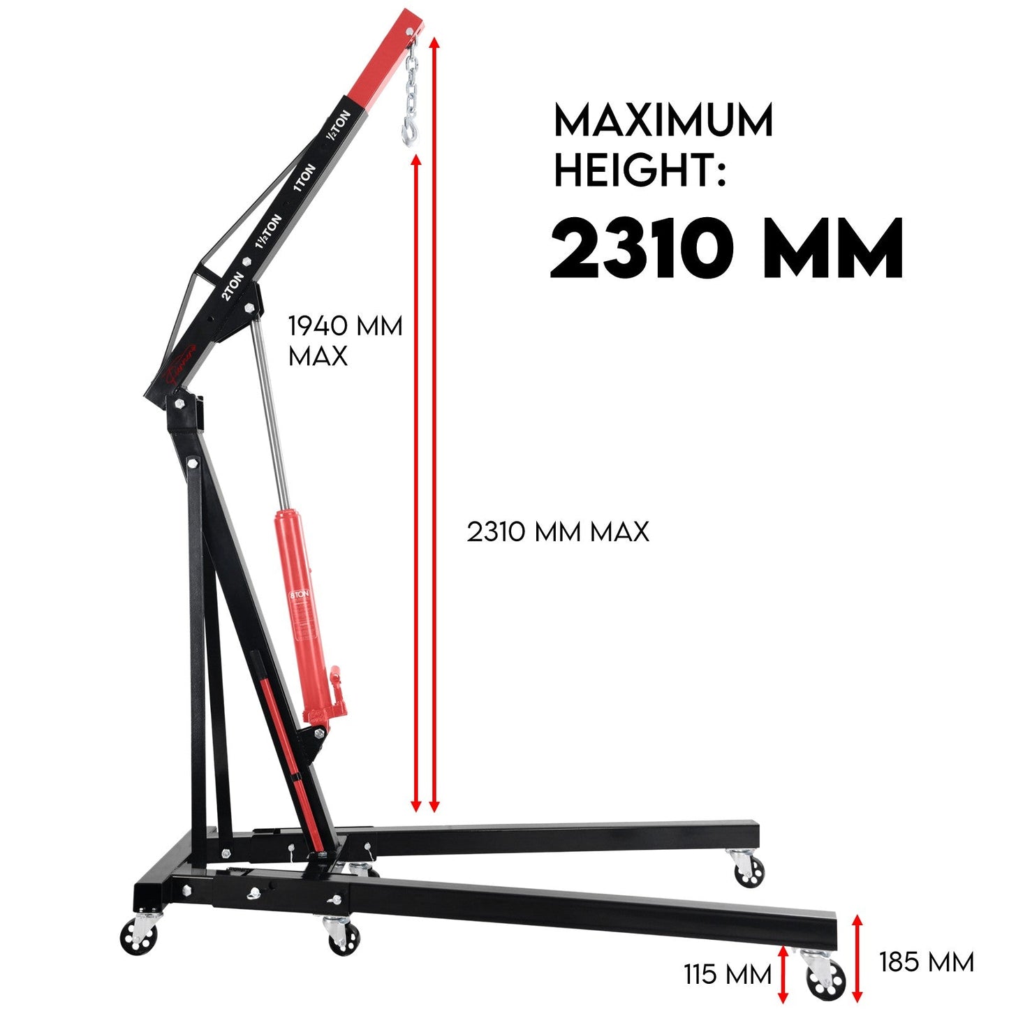 Fiernero  2000 KG Heavy-Duty Folding Engine Crane 2 Ton Hoist | 4-Position Telescopic Boom