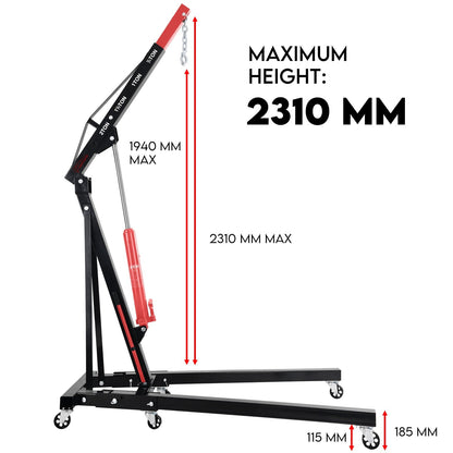 Fiernero  2000 KG Heavy-Duty Folding Engine Crane 2 Ton Hoist | 4-Position Telescopic Boom