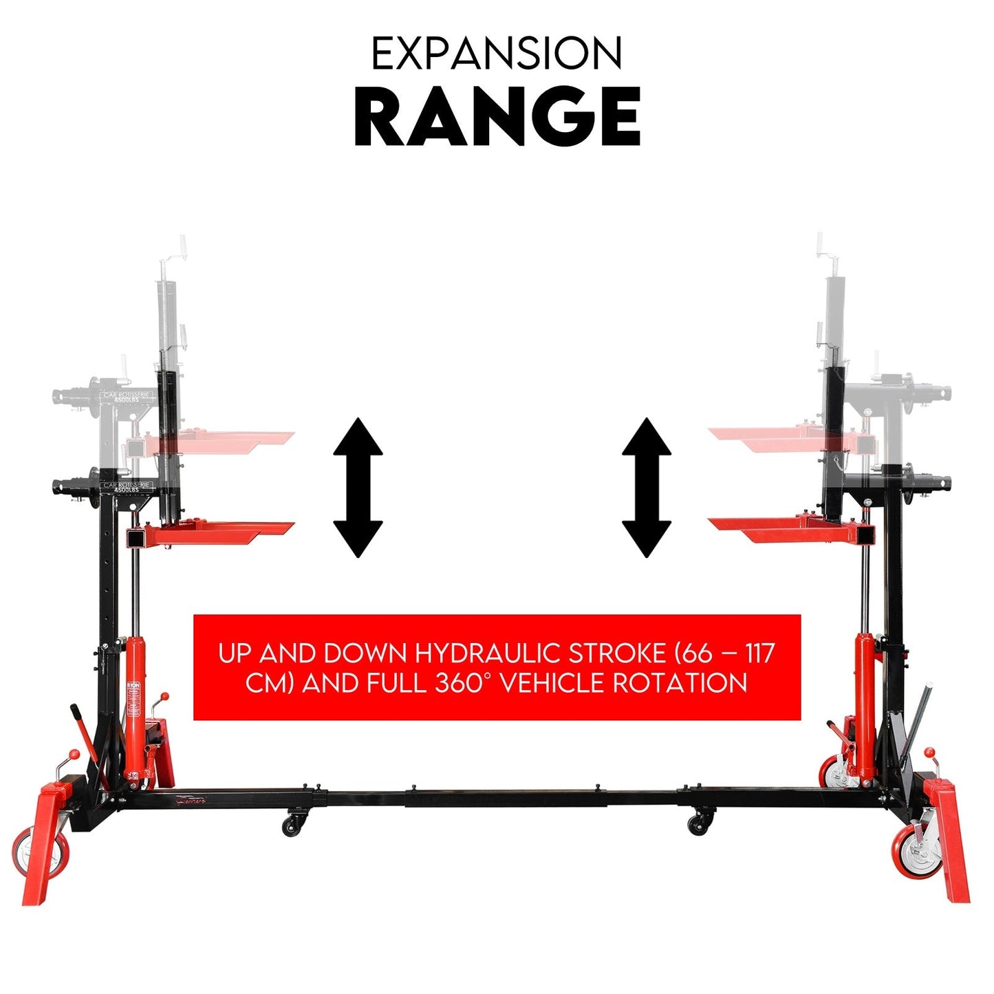 Fiernero 2000KG Car Rotisserie Heavy Duty Hydraulic | 360° Rotation Adjustable Length
